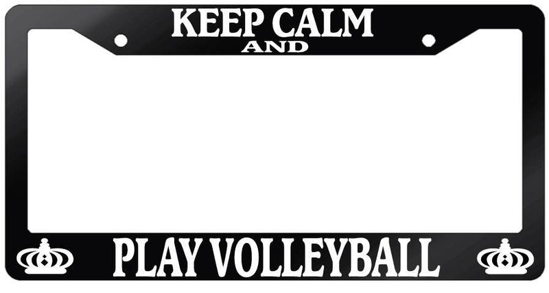 Glossy Black License Plate Frame KEEP CALM AND PLAY VOLLEYBALL Auto Accessory  Mod-GRAPH9856236-7152