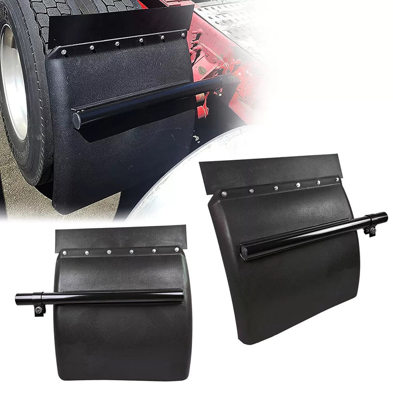 Pair 24"x24" Black Poly Plastic Quarter Fender Mud Flap Hangers For Semi Trucks