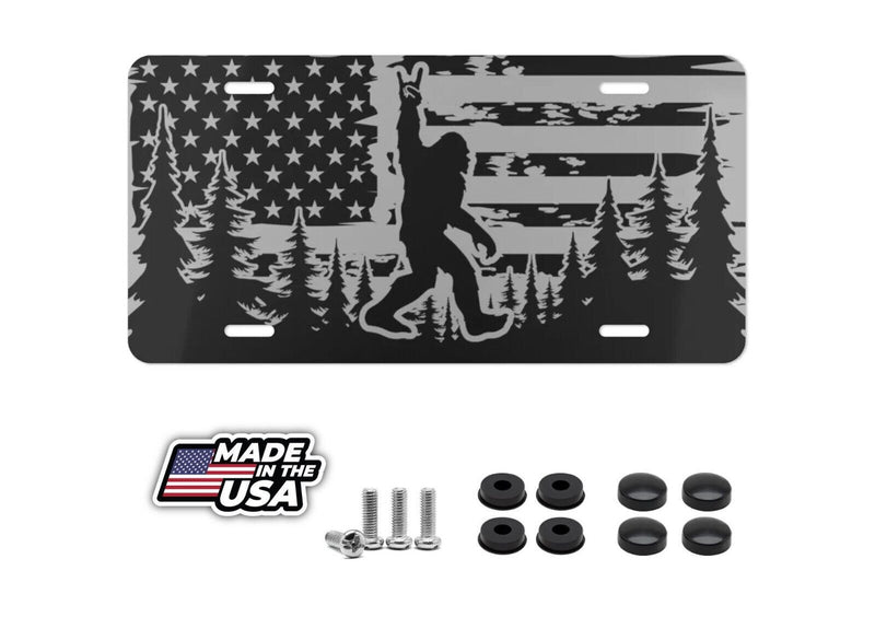 Bigfoot Licence Plate American flag Sasquatch Vanity Plate