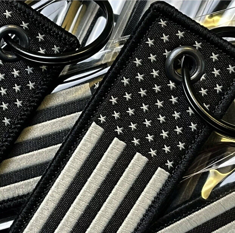 USA American Flag Jet Tag with Key Ring. Patriotic Bag, Luggage, Back Pack Tag