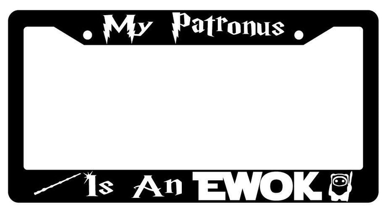 My Patronus Is A Ewok Black Plastic License Plate Frame For Harry Potter  Mod-GRAPH9856236-511