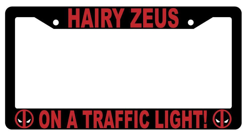Black Hairy Zeus On A Traffic Light! License Plate Frame Auto Accessory For Deadpool  Mod-GRAPH9856236-3977