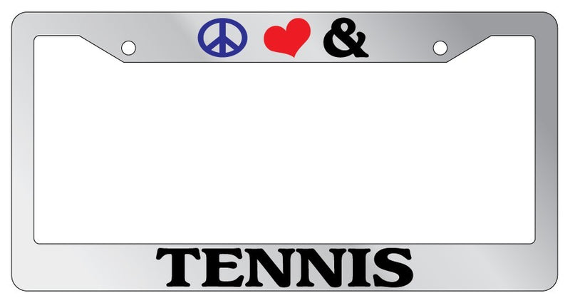 Chrome License Plate Frame Peace Love And Tennis Auto Accessory Novelty  Mod-GRAPH9856236-5406