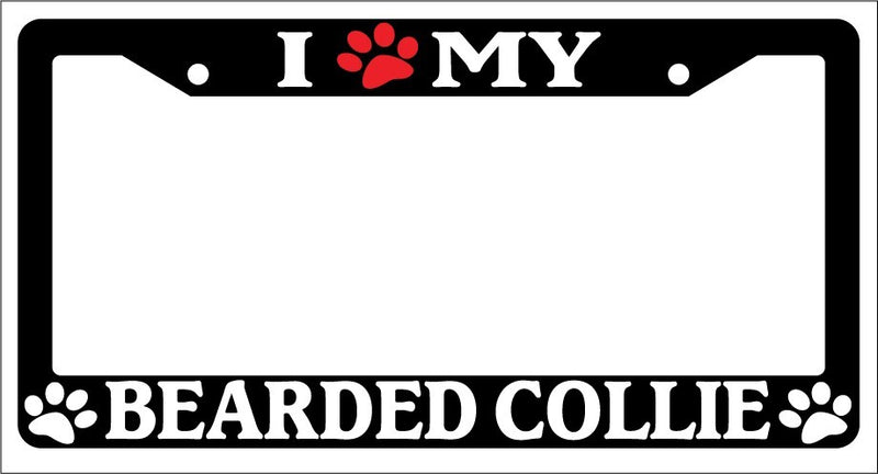 Black License Plate Frame I Heart My Bearded Collie (Paw) Auto Accessory 283  Mod-GRAPH9856236-1151
