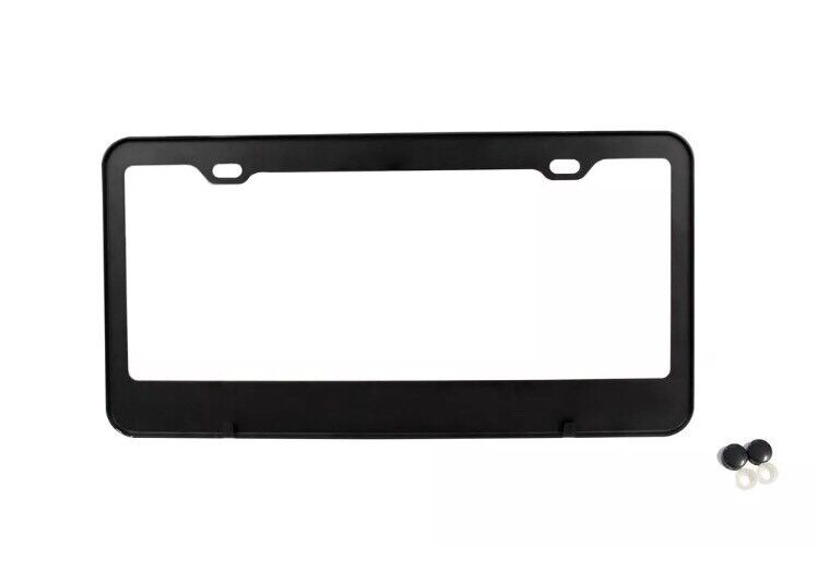 2PCS BLACK STAINLESS STEEL METAL LICENSE PLATE FRAME COVER SCREW CAPS /BF-2