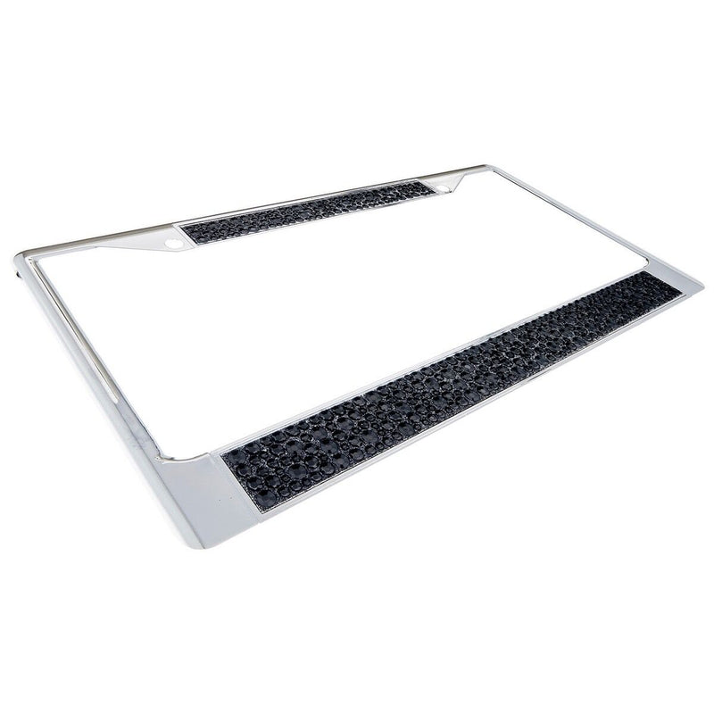 Premium Chrome Mix Black Bling Crystal Diamond License Plate Frame for Car-Truck