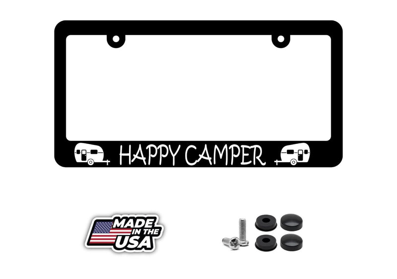 Happy Camper Hiking Outdoors Mountains Camping Car Truck License Plate Frame