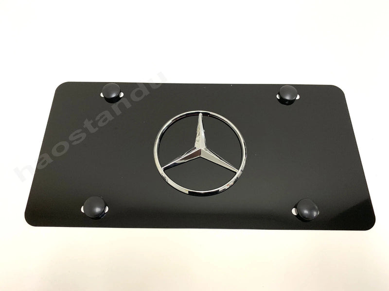 1x 3D "Mercedes Benz LOGO" emblem Aluminum BLACK Color Front Plate RUST FREE