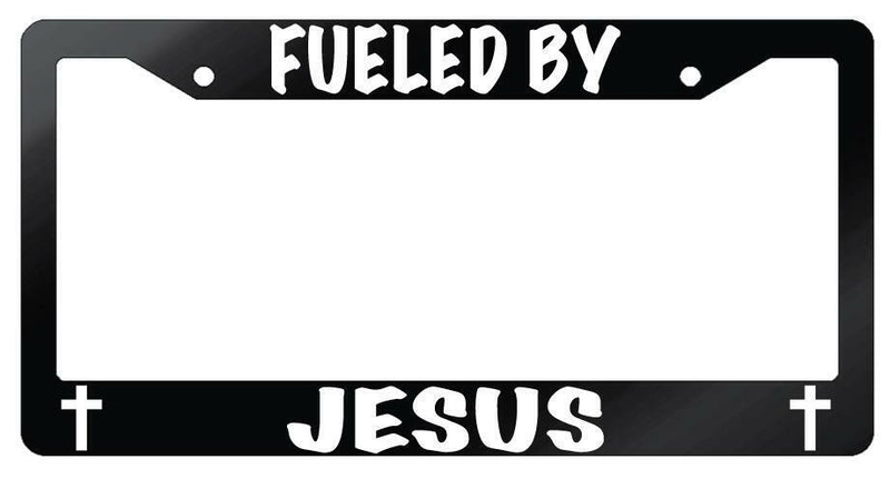 Fueled By Jesus Glossy Black Plastic License Plate Frame  Mod-GRAPH9856236-6920