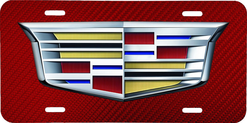 CADILLAC CTS XTS SRX RED CARBON FIBER LOOK VEHICLE LICENSE PLATEAUTO CAR TAG