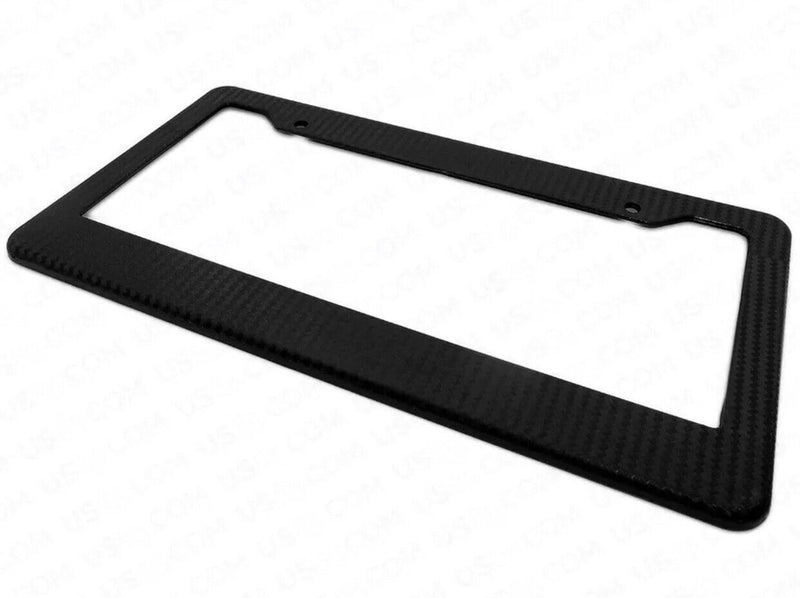 Carbon Fiber Style License Plate Frames Cover Front & Rear 2pc Set Sport Car SUV