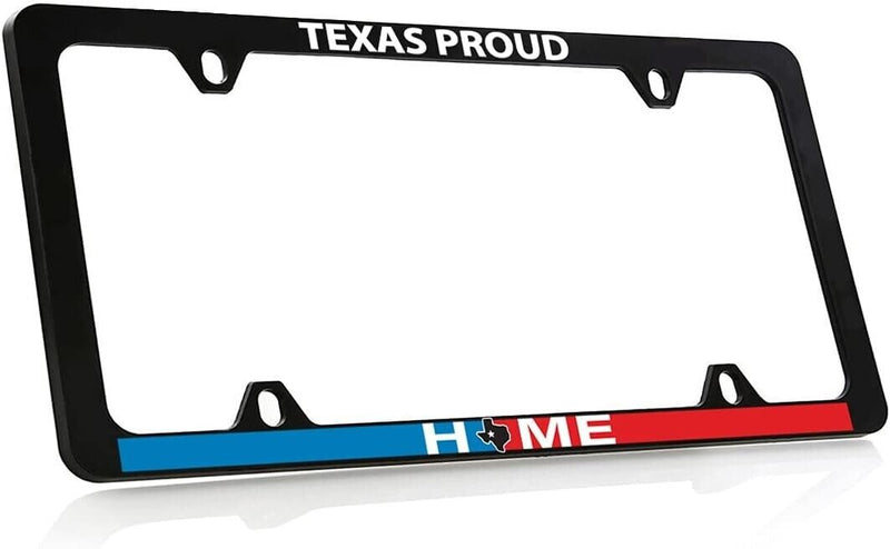 Texas Home Slim Black Stainless Steel Metal License Plate Frame - Texas Proud