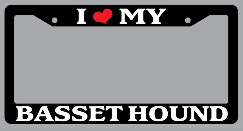 Black License Plate Frame "I Heart My Basset Hound" Auto Accessory Novelty 267  Mod-GRAPH9856236-2683