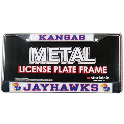 NCAA Kansas Jayhawks Metal License Plate Frame W/domed Insert