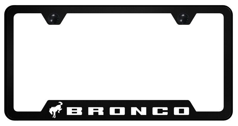 Ford Bronco Universal Unbreakable Black License Plate Frame - White Logo