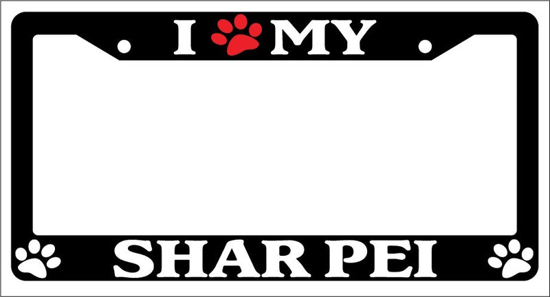 Black License Plate Frame I Heart My Shar Pei (Paw) Auto Accessory 560  Mod-GRAPH9856236-1177