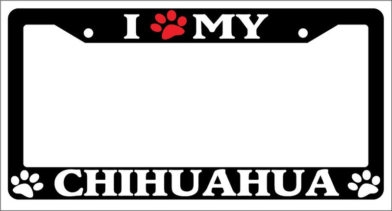 Black License Plate Frame I Heart My Chihuahua (Paw) Auto Accessory Novelty -329  Mod-GRAPH9856236-1155