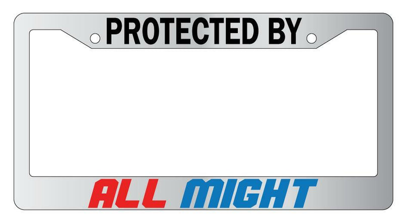 Protected By All Might Chrome License Plate Frame Auto My Hero Academia  Mod-GRAPH9856236-5700