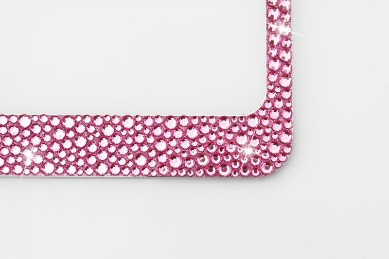 Pink Mix Size Crystal Rhinestones License Plate Frame 7 rows Special Bling Offer