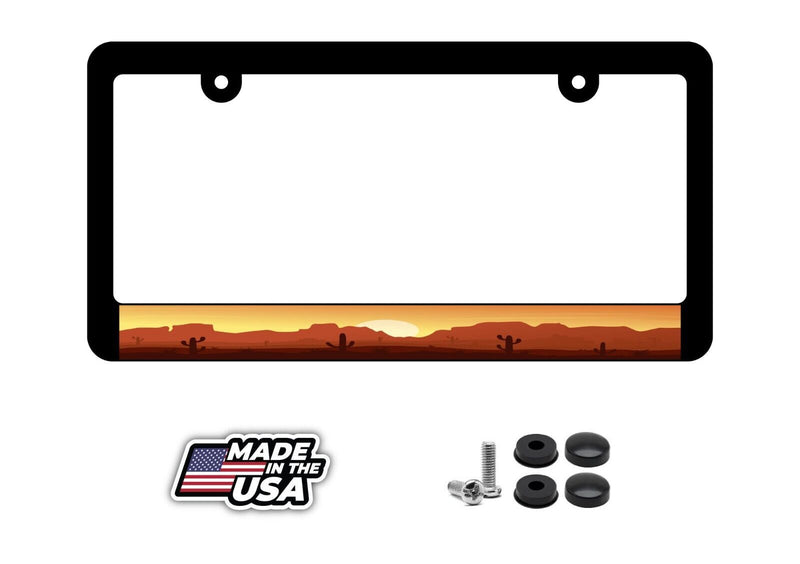 Desert Scene Mountains Cactus Off Road Truck License Plate Frame