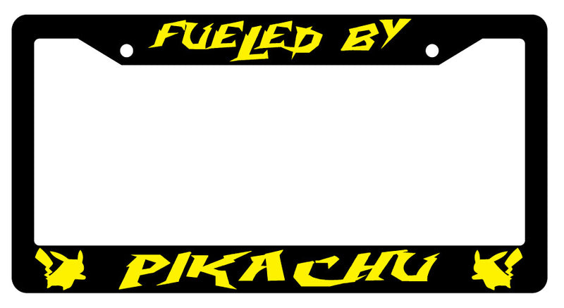 Fueled By For Pikachu Design 2A Black Plastic License Plate Frame For Pokemon  Mod-GRAPH9856236-3862