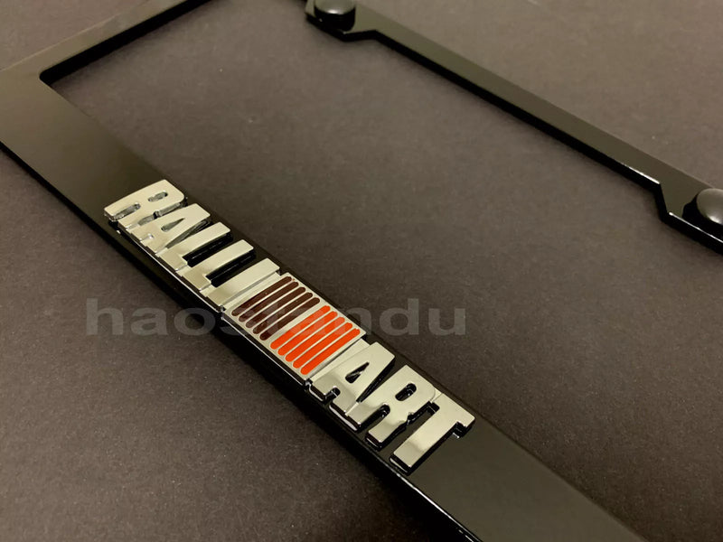 1x RALLIART 3D Emblem BLACK Stainless License Plate Frame RUST FREE + Screw Cap