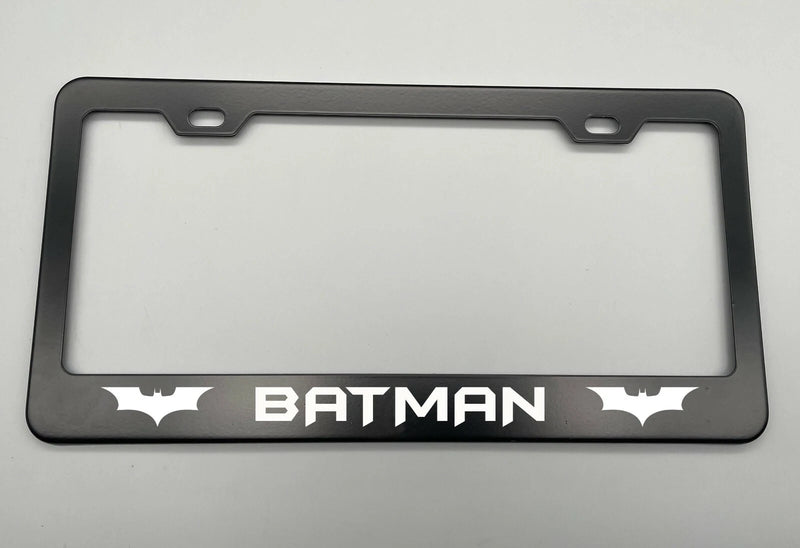 laser engraved batman dark knight BLACK Stainless Metal License Plate Frame