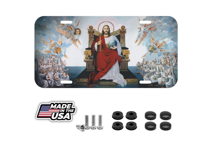 Jesus on Throne Angels Christian Christ Vehicle License Plate Christ Love NEW