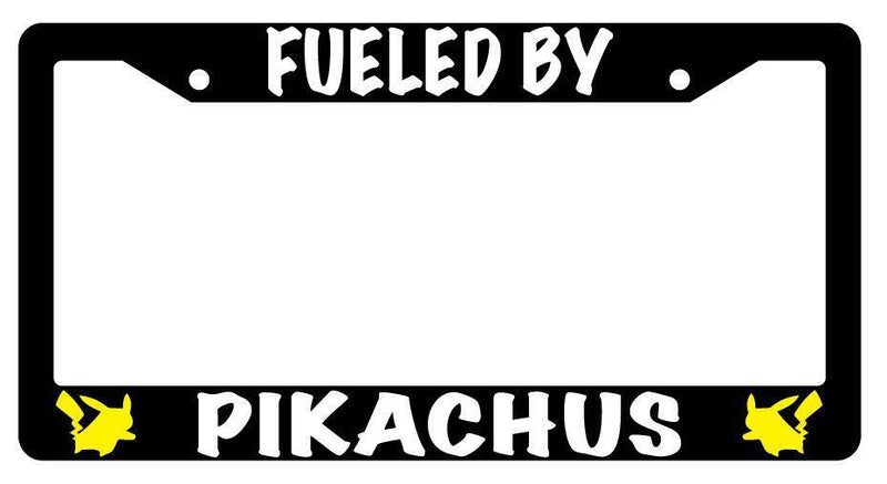 Fueled By For Pikachus Black Plastic License Plate Frame For Pokemon  Mod-GRAPH9856236-3965