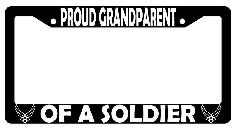Proud Grandparent Of A Soldier (Air Force) Black Plastic License Plate Frame  Mod-GRAPH9856236-3095