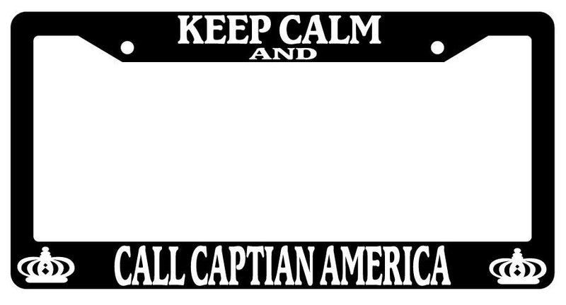 Black License Plate Frame Keep Calm And Call Captain America Auto Accessory  Mod-GRAPH9856236-1818