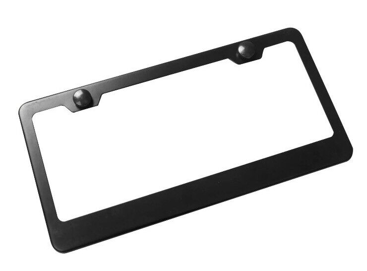 2 Pcs Stainless Steel Metal License Plate Frames Tag Cover Screw Caps Black