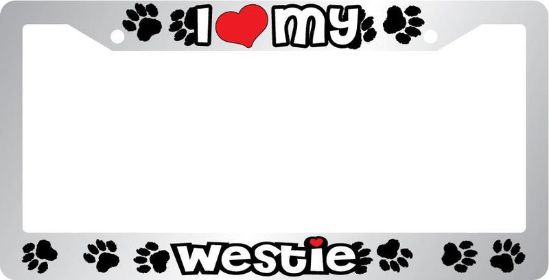 Chrome License Plate Frame I Heart My Westie Auto Accessory Peticular  Mod-GRAPH9856236-6631