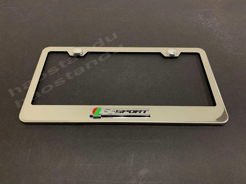 1x R-SPORT 3D Emblem STAINLESS STEEL License Plate Frame RUST FREE + Screw Cap