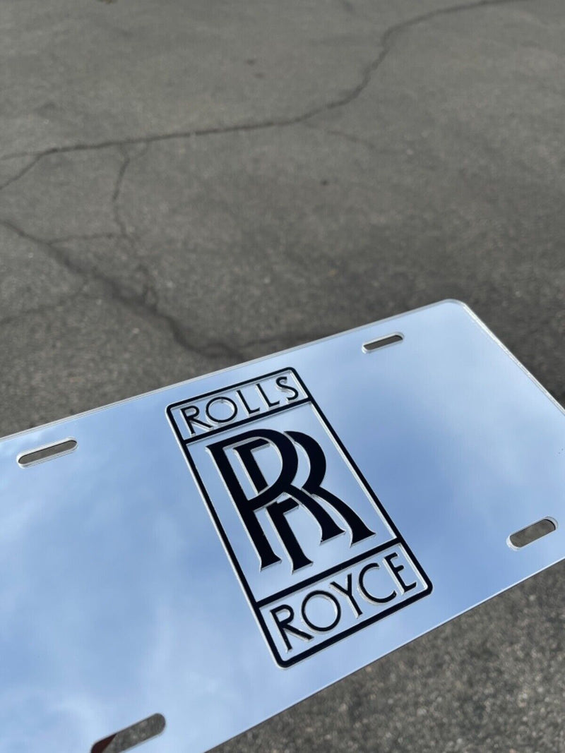 Rolls-Royce Emblem Acrylic Mirror License Plate Auto Tag