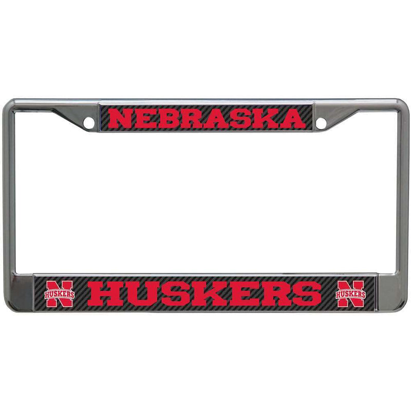 NCAA Nebraska Cornhuskers Metal License Plate Frame - Carbon Fiber