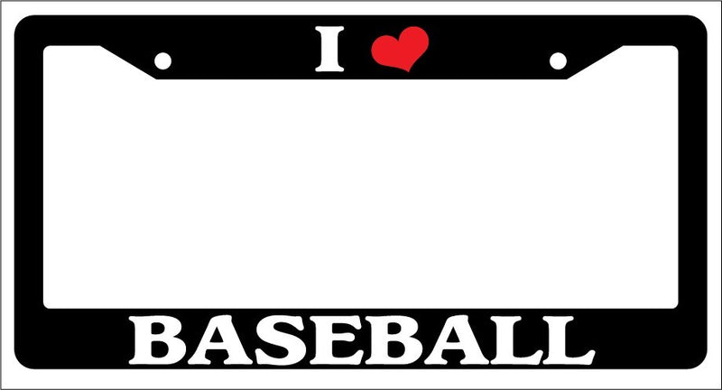 Black License Plate Frame "I Heart Baseball" Auto Accessory Novelty  Mod-GRAPH9856236-2886