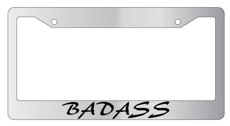 Badass (Cursive) Chrome METAL License Plate Frame Auto Accessory  Mod-GRAPH9856236-7980