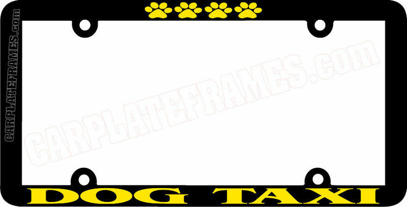 thin frame -DOG TAXI paw print License Plate Frame