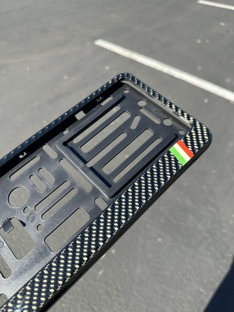 Real carbon fiber European size license plate frame holder Italian Flag