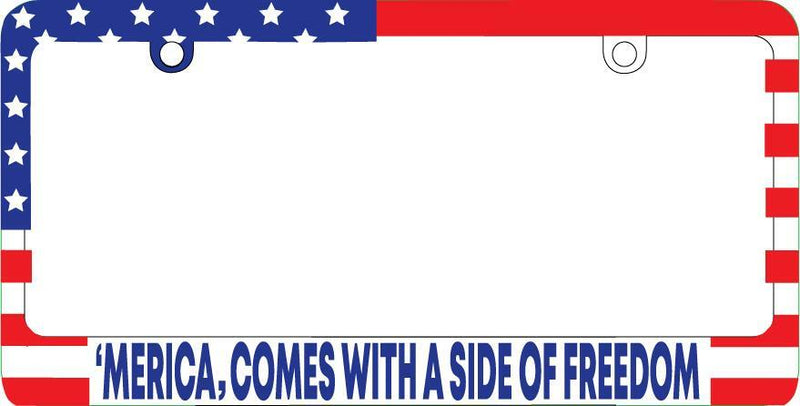 Merica Comes With A Side Of Freedom 3D USA Flag Plastic License Plate Patriotic  Mod-GRAPH9856236-3916