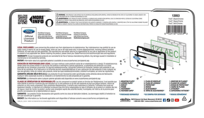 Ford License Plate Frame, Black/Chrome Officially Licensed Product