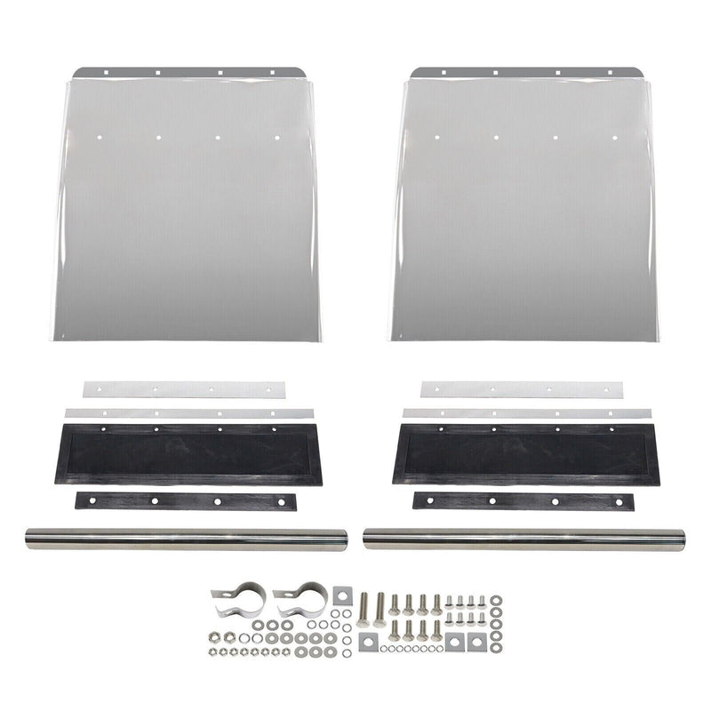 1 Pair Mud Flaps 24"x 27" Quarter Fender Stainless Steel Triangle Bracket