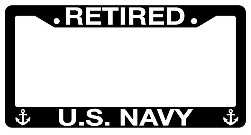 Black License Plate Frame Retired U.S. Navy (Anchors) Auto Accessory Novelty  Mod-GRAPH9856236-10286