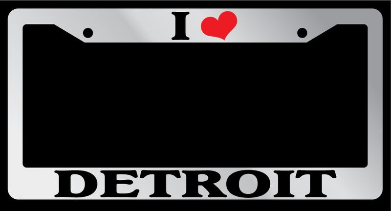 Chrome License Plate Frame I Heart Detroit Auto Accessory 1213  Mod-GRAPH9856236-4125