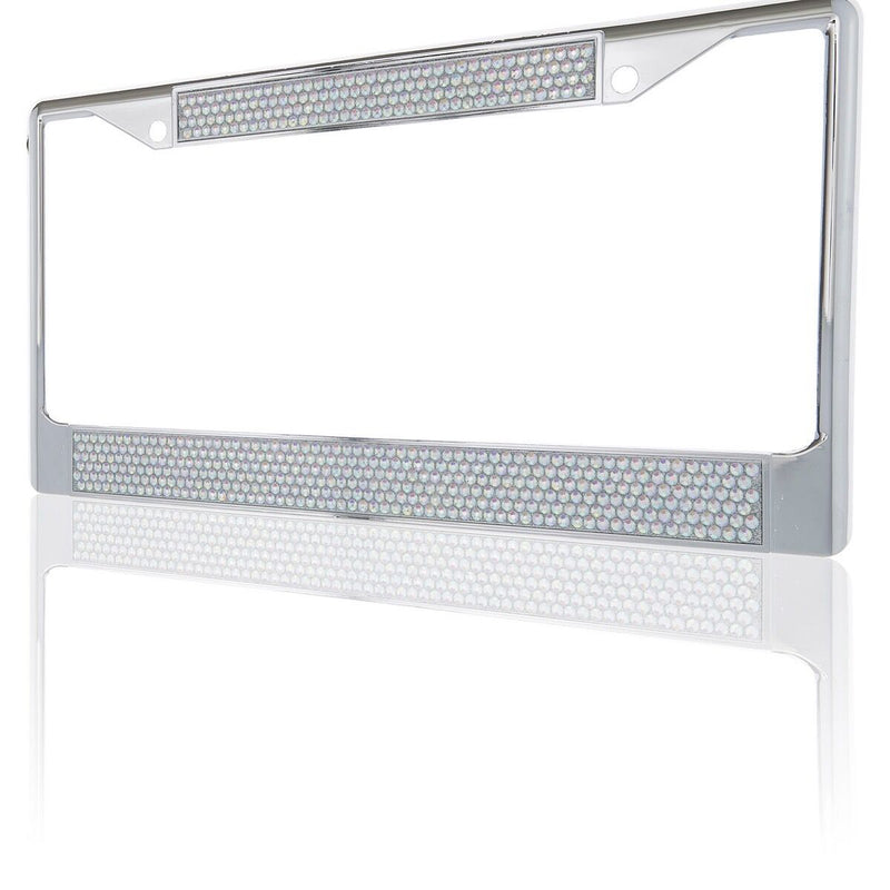 Premium Chrome AB Bling Crystal Diamond License Plate Frame for Car-Truck