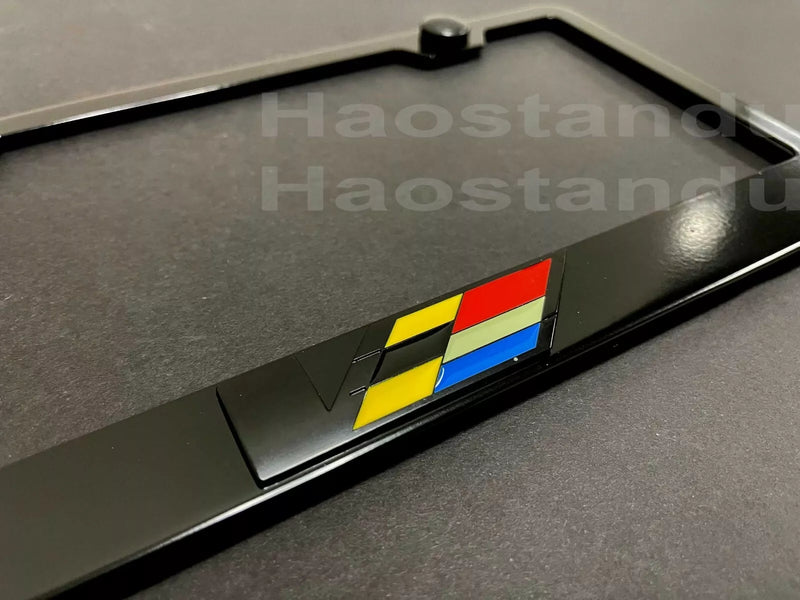 1x (Black) V-Series LOGO 3D Emblem BLACK Stainless License Plate Frame RUST FREE