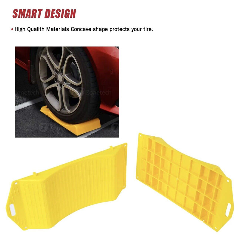 Portable Tire Saver Ramps Highly Visible for Flat Spot & Flat Tire Yellow A Pair