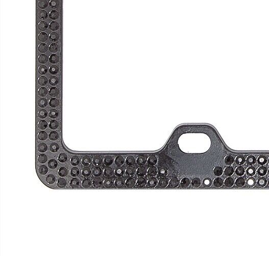 3Row Inset JET Crystal Rhinestone on Black License Frame with Swarovski Elements