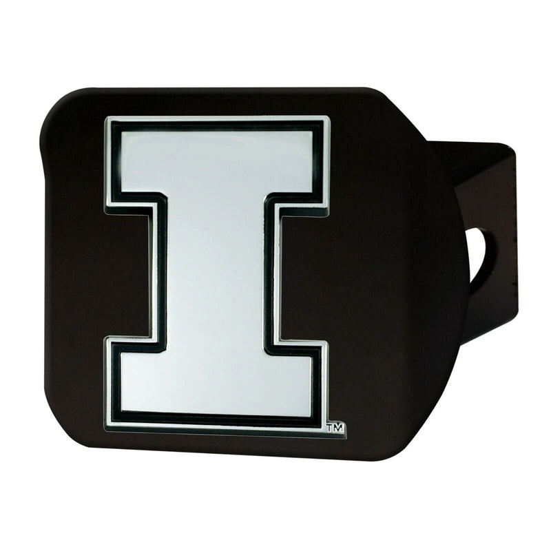 NCAA Illinois Fightin Illini 3D Chrome on Black Metal Hitch Cover